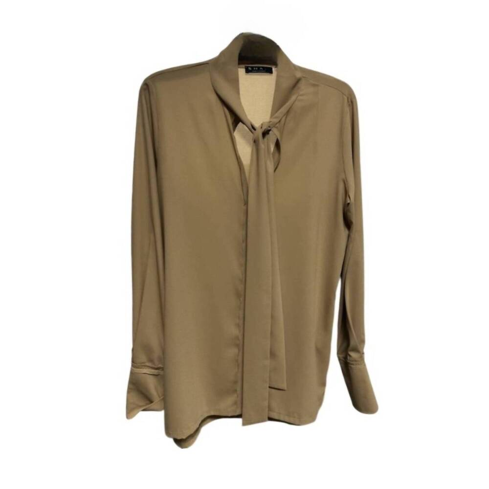 NEW SHAN women's tunic blouse in nutmeg